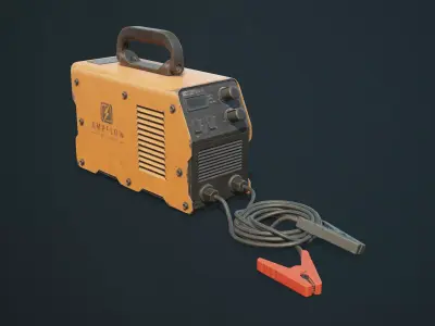 Old Car Battery Charger 5 Color Options LODs Low-poly 3D model