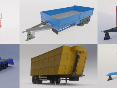 6 Agricultural Trailer Low-poly 3D model
