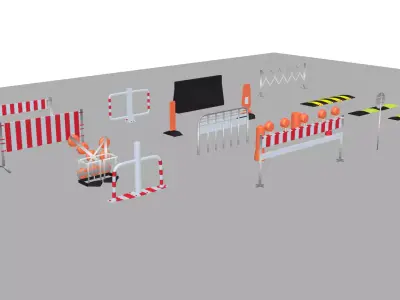 Optimized Low Poly Racing Road Elements 3D Model 2025 Low-poly 3D model