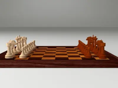 Chess Set board with pieces 3D model