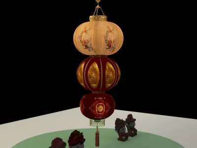 Chinese red lantern 3D model 82