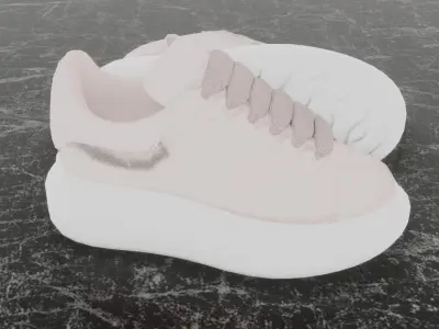 ALEXANDER MCQUEEN 3D SHOES - PINK GLITTER Low-poly 3D model