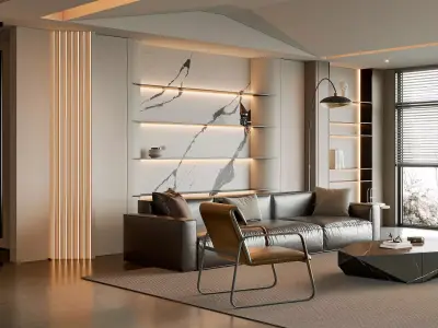 Modern living room 3D model  3D model