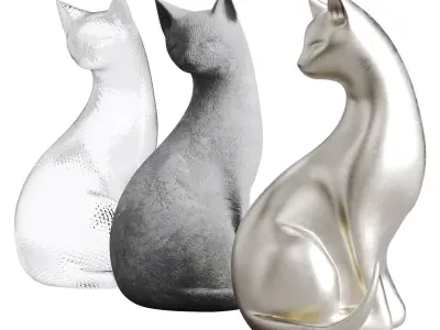 Cat Sculpture Low-poly 3D model