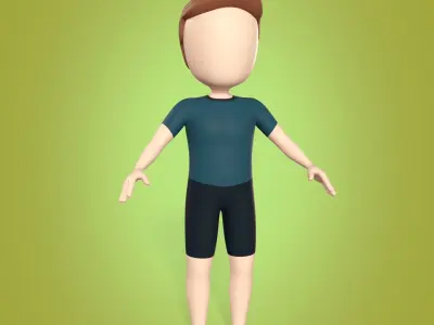 Cartoon Character Man - Boy - Stickman - Athlete - Fitness Coach Low-poly 3D model