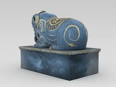 Elephant Statue Stone Garden Decor 3D model