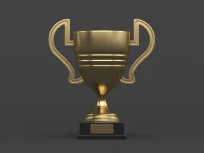 Gold Trophy Cups 3D model 11