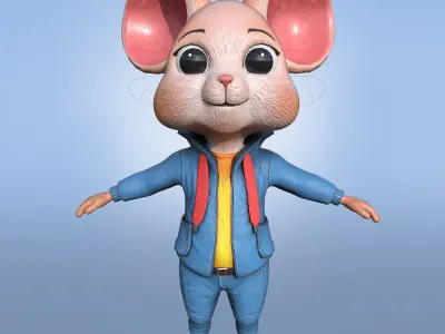 Cute Little Mouse Low-poly 3D model