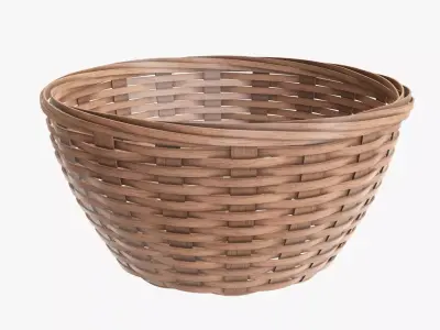 Wicker basket bowl with clipping path light brown 3D model
