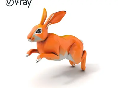 Dynamic Polygonal Hare Sculpture model pack Low-poly 3D model