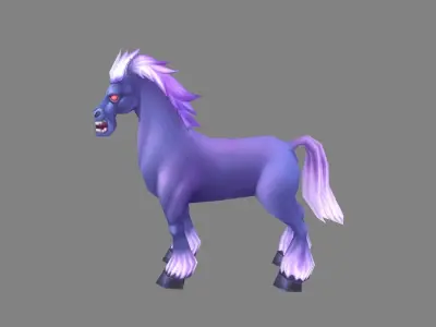 Cartoon purple horse Low-poly 3D model