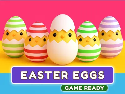 Easter Eggs Chicken  Low-poly 3D model
