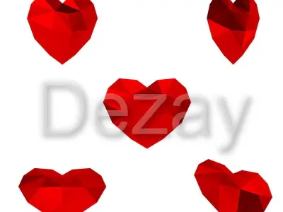Red polygonal heart Free 3D model