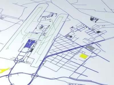 Santiago SCL Airport Roads Buildings 3D model