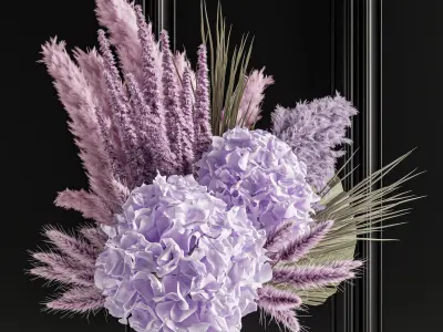 Flower Set 019 purple pampas 3D model