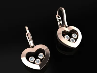 Chopard  Heart Earrings 3D print model