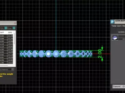 U Shaped Eternity Ring 2mm stone size swiss 14 and EU54 3D print model