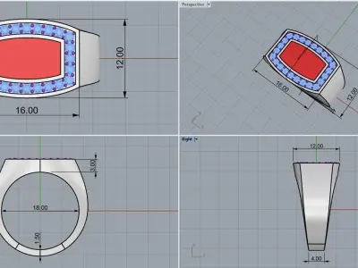 Men  signet ring model 482 3D print model