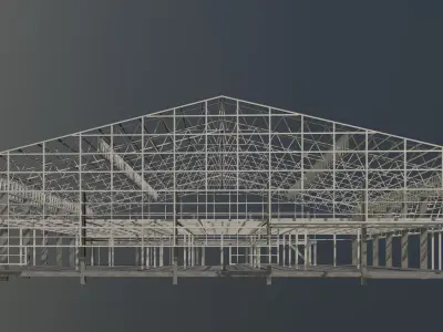 Warehouse in structure frame 3D model