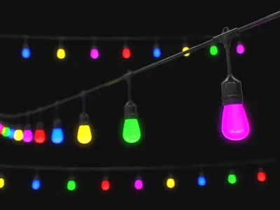 String Christmas Lights V9 Low-poly 3D model