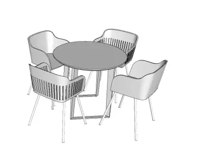 Stainless dining table set Free 3D model