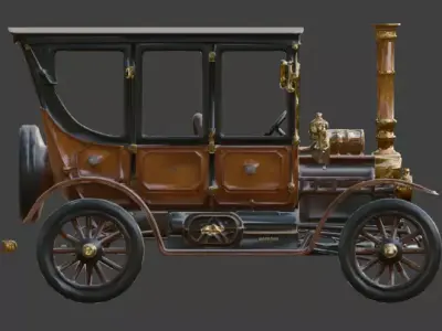 Stylized 3D Steampunk Vintage Automobile Low-poly 3D model
