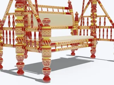 Cradle wooden swing chair 3D model