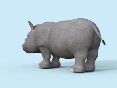 Cartoon Baby Rhino Rigged 3D model