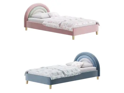 Rainbow Kids Velvet Finish Bed 3D model