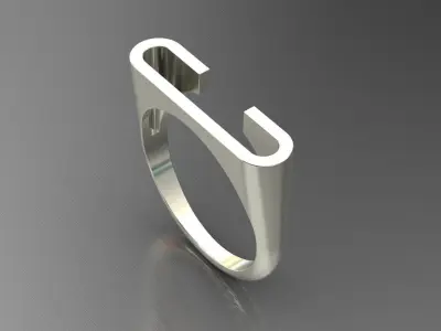 alphabet ring letter C 3D print model