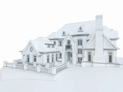 Luxury Mansion House Low-poly 3D model