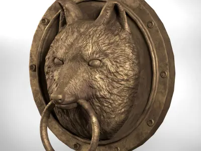 Wolf  Head Medalion - lowpoly PBR model Low-poly 3D model