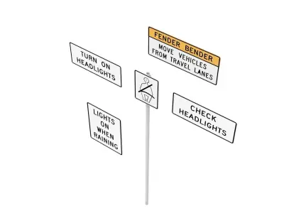 Road Sign - US - R16 Series Seat Belts And Headlight Use 3D model