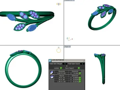 Tiffany Victoria Diamond Vine Ring in 18k 3D model