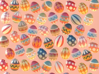  Easter Ornamental Eggs Subdivision Animated 3D model