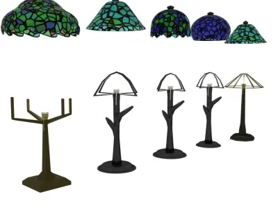 Tiffany Style 3D Lamp 5 Pack Low-poly 3D model
