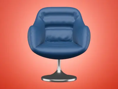 Leather Armchair and Metalic Twisted Base Style 3D model