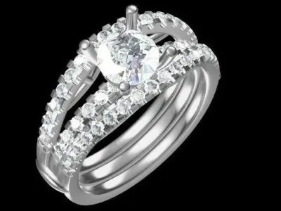 Bridal Diamond Engagement Ring For Women 3D Model Free 3D print model