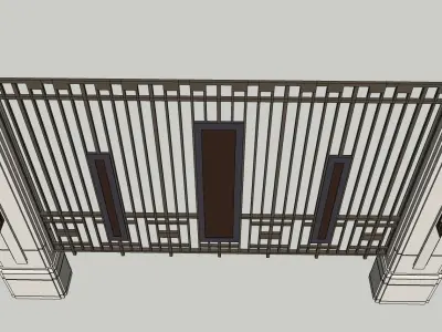 iron metal fence boundary wall 3D model