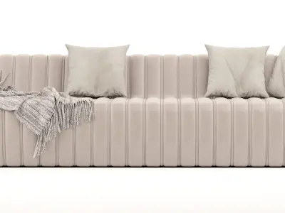 Endless Sofa with cushions and throw blanket 3D model