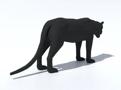 Low Poly Black Panther Low-poly 3D model