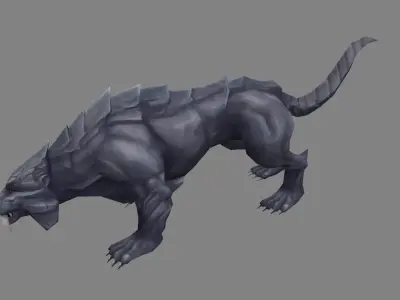 Stone leopard sculpture - panther Low-poly 3D model