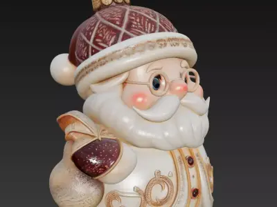 Golden Ornament Santa - Luxury Christmas Sculpture 3D Model 3D print model