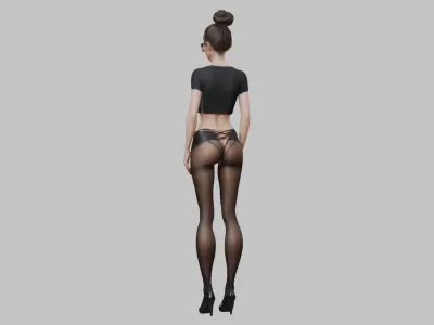 Photorealistic hot girl Low-poly 3D model