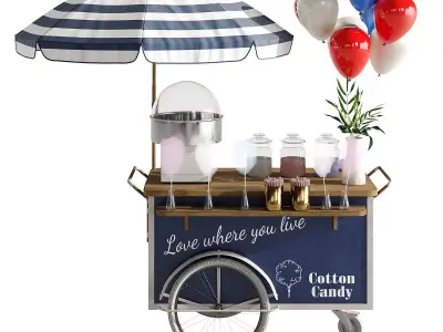 Cotton candy cart 3D model