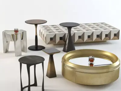 Luxury coffee table set 3D model 3D model