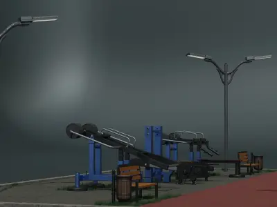 Trainers for outdoor sports grounds  Horizontal bar with bars 3D model