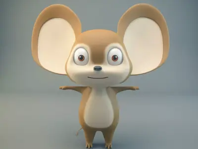 Cartoon Mouse Low-poly 3D model 2