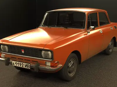 Retro Sedan AZLK 2140 Moskvitch Low-poly 3D model