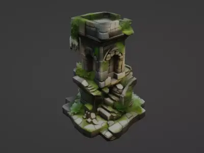 Ancient Crumbling Watchtower Ruin 3D model